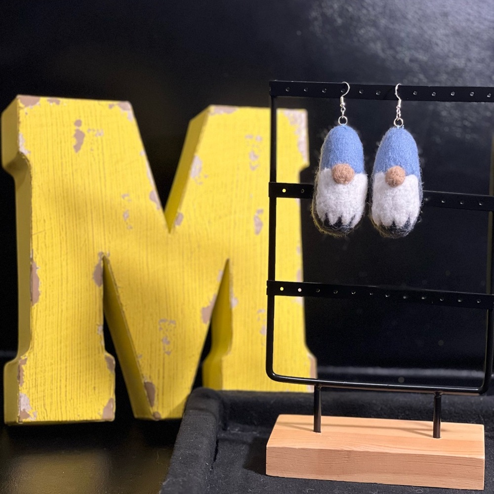 Blue and White Gnome Earrings
